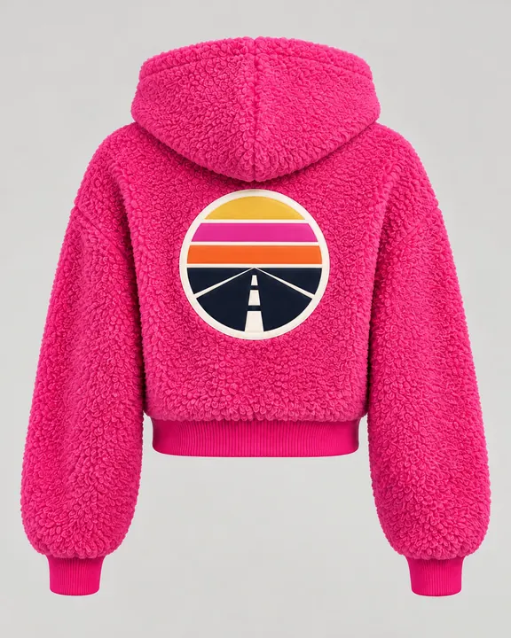 Hypeway Fluffy Zip Hoodie Jacket — Hot pink